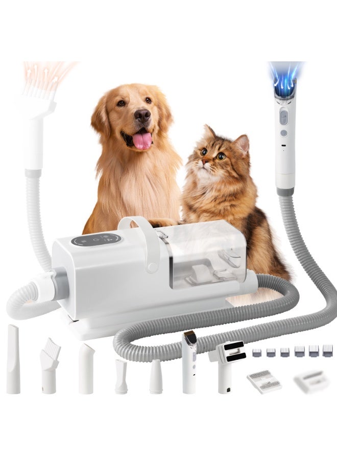 مكنسة كهربائية للعناية بالحيوانات الأليفة 11 في 1 مع مجفف وماكينة حلاقة، منخفضة الضوضاء، سعة 2.2 لتر، للعناية المنزلية بالكلاب والقطط - Image 1